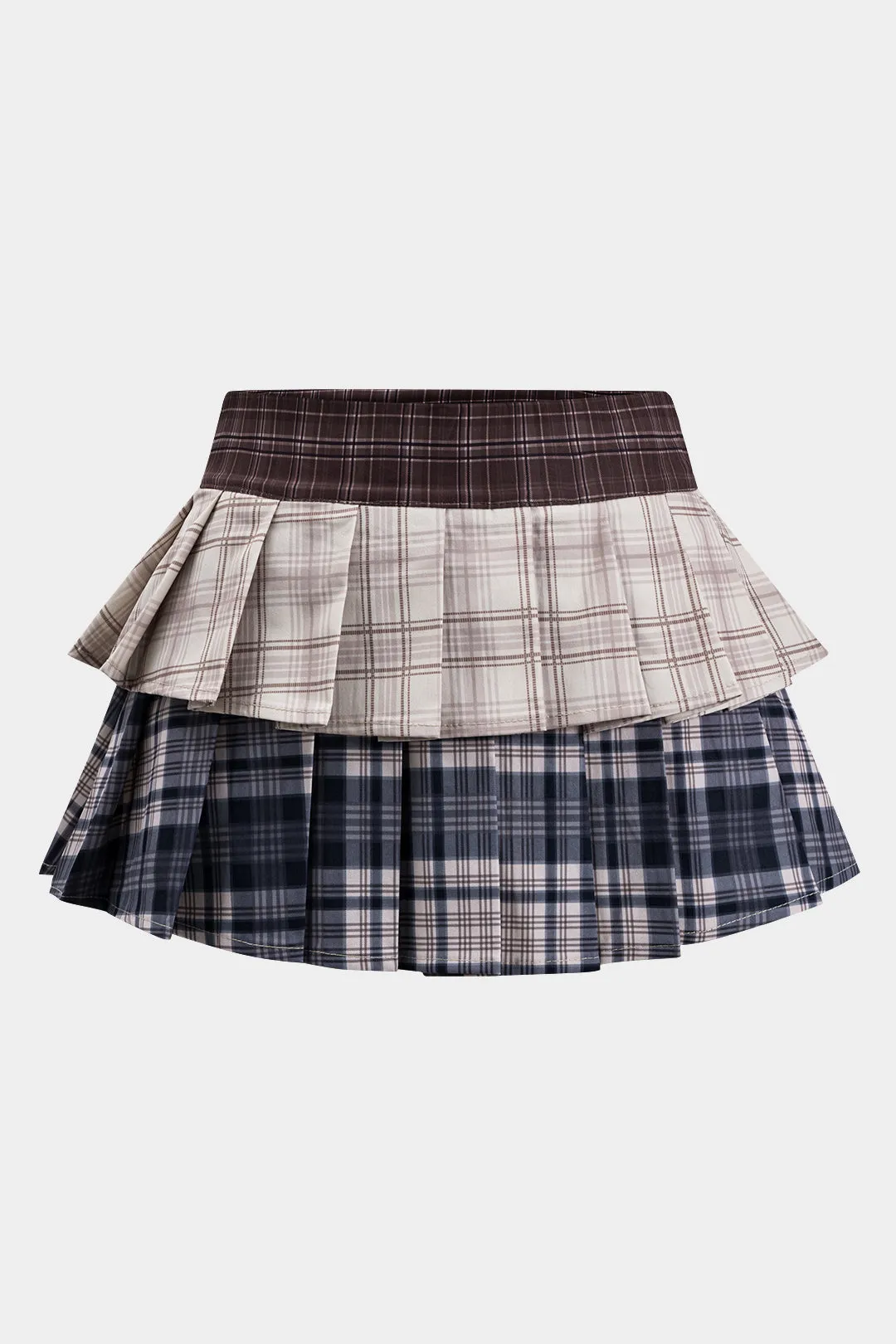 Farveblok plaid print nederdel sold by Micas