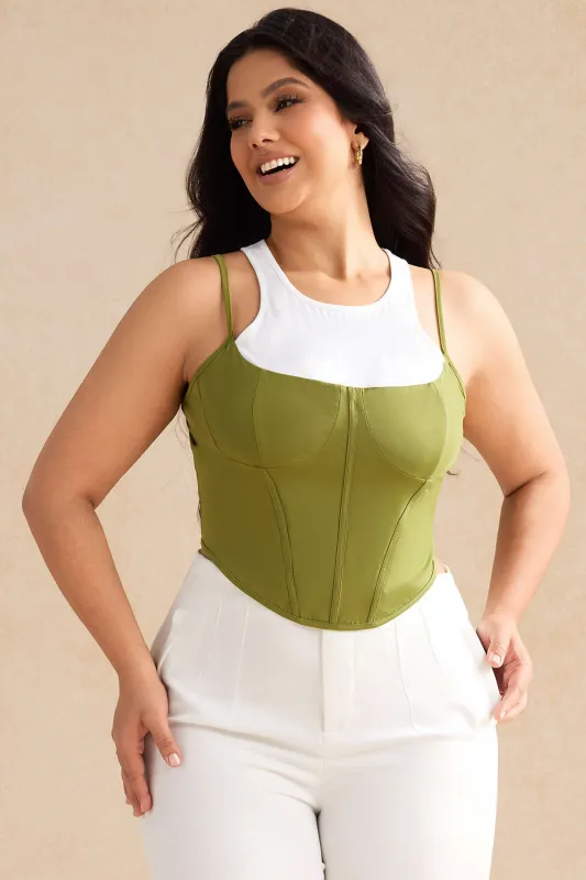 Plus størrelse kontrast patchwork bustier korset slip cami top made by Micas