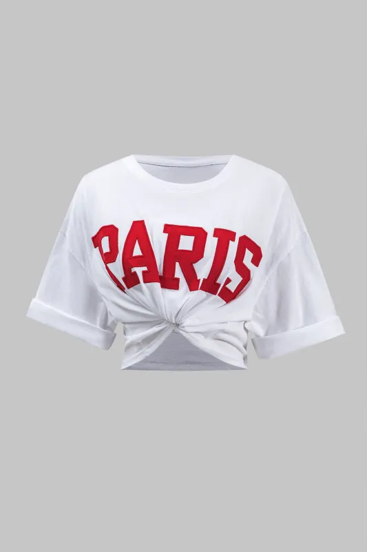 Brev broderi kortærmet t-shirt sold by Micas