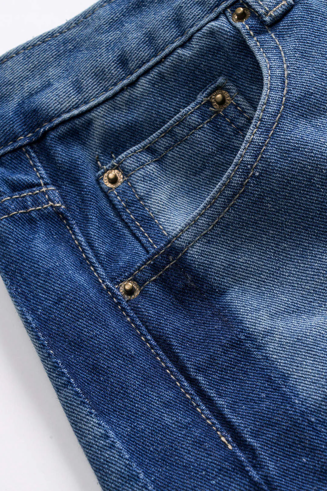 Denim knap lomme brede ben jeans sold by Micas product image thumbnail 3