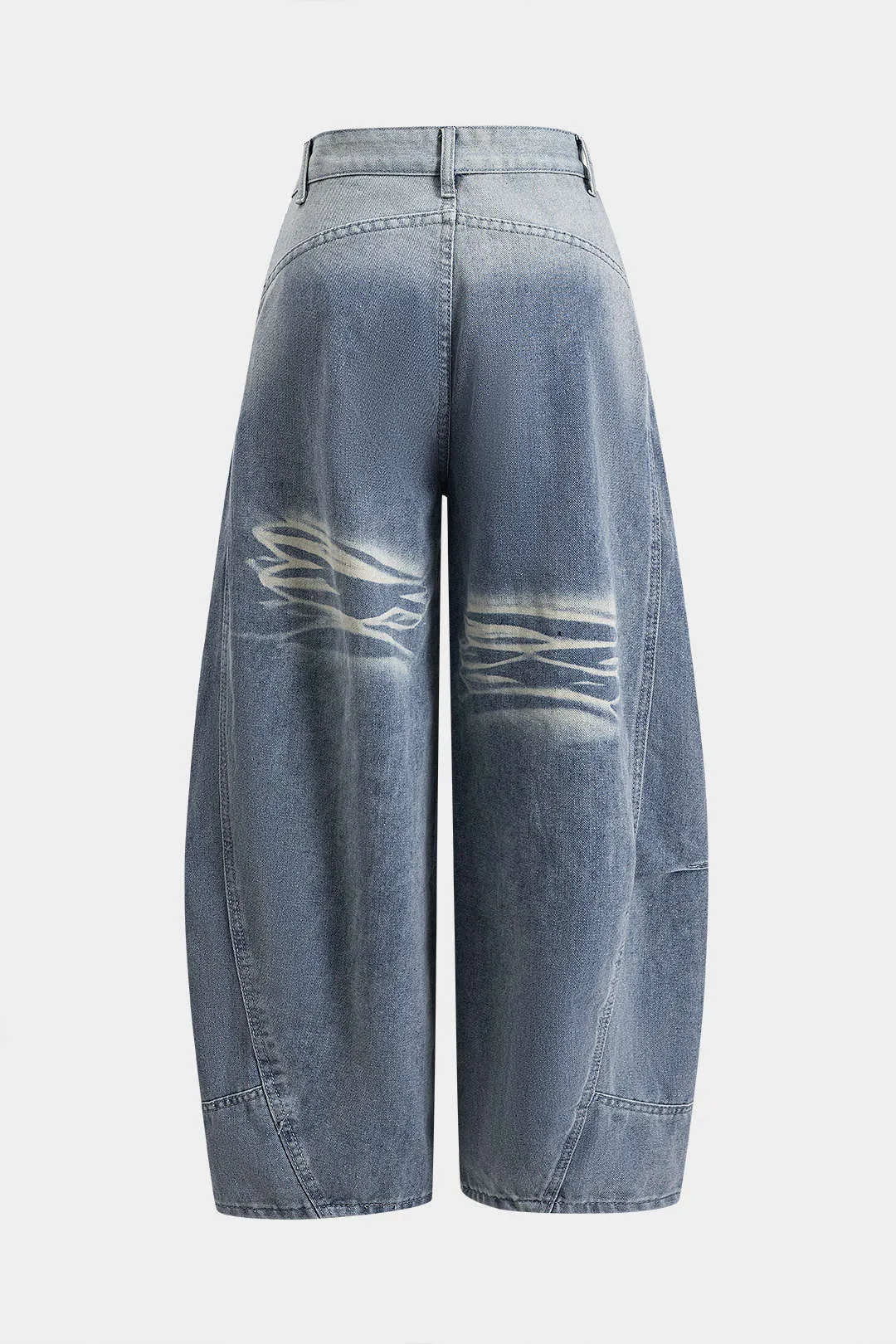 Denim knap lomme bred ben tønde jeans sold by Micas product image thumbnail 2