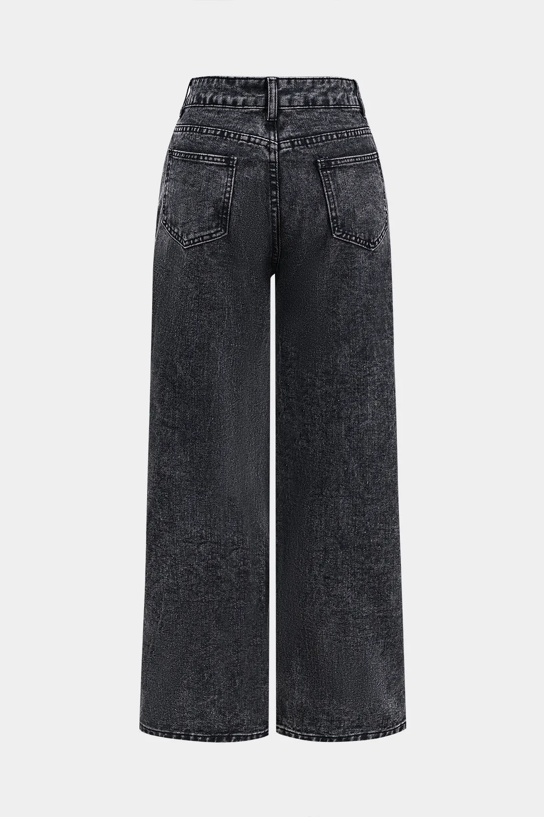 Denim patchwork knap lomme brede ben jeans sold by Micas product image thumbnail 2