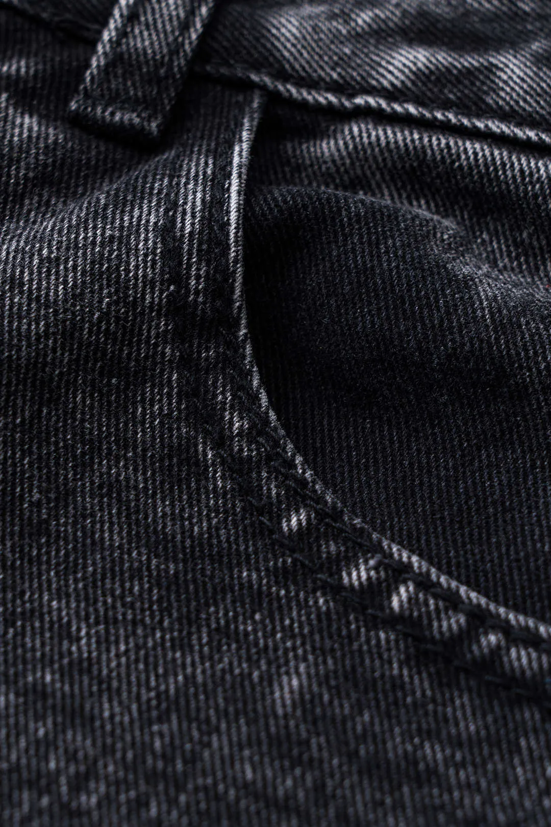 Denim patchwork knap lomme brede ben jeans sold by Micas product image thumbnail 4