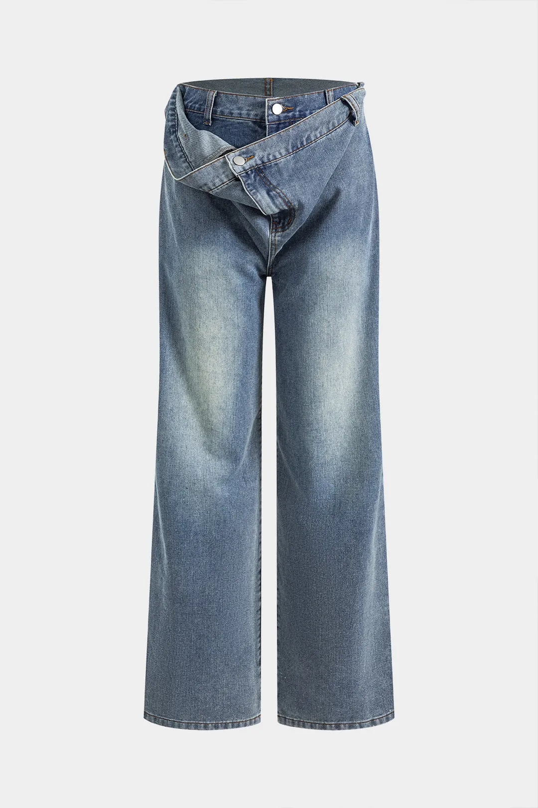 Denim falmede dobbelt linning Button Pocket Wide Ben Jeans sold by Micas