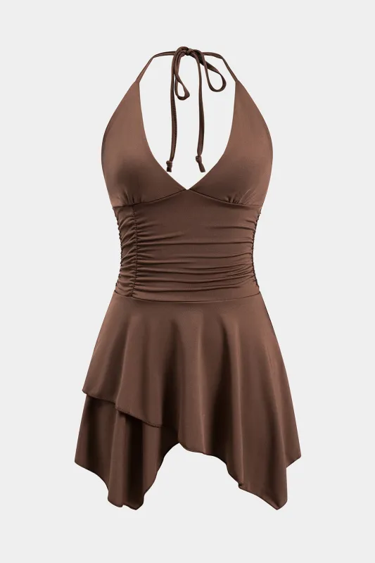 Ruched Rackless Tie-Up Mini Dress sold by Micas