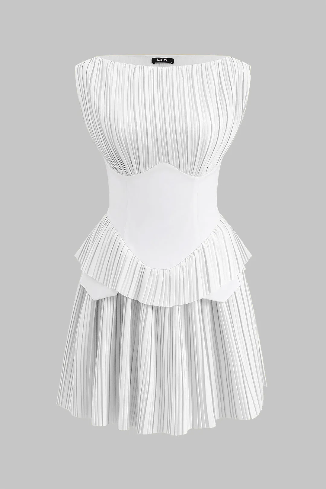Plisseret patchwork korset ærmeløs mini kjole sold by Micas