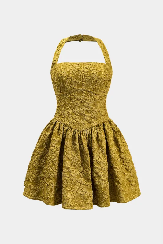 Tekstureret ruched lynlås mini kjole sold by Micas