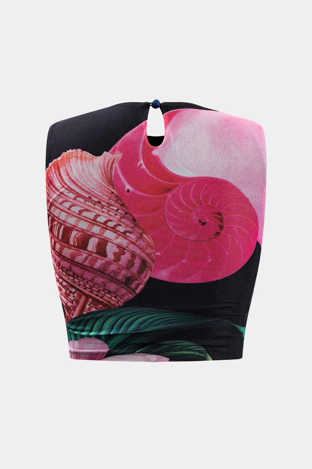 Blomsterprint Mesh Bead Cut Out Top and Ruched Slit nederdel sæt sold by Micas product image thumbnail 3