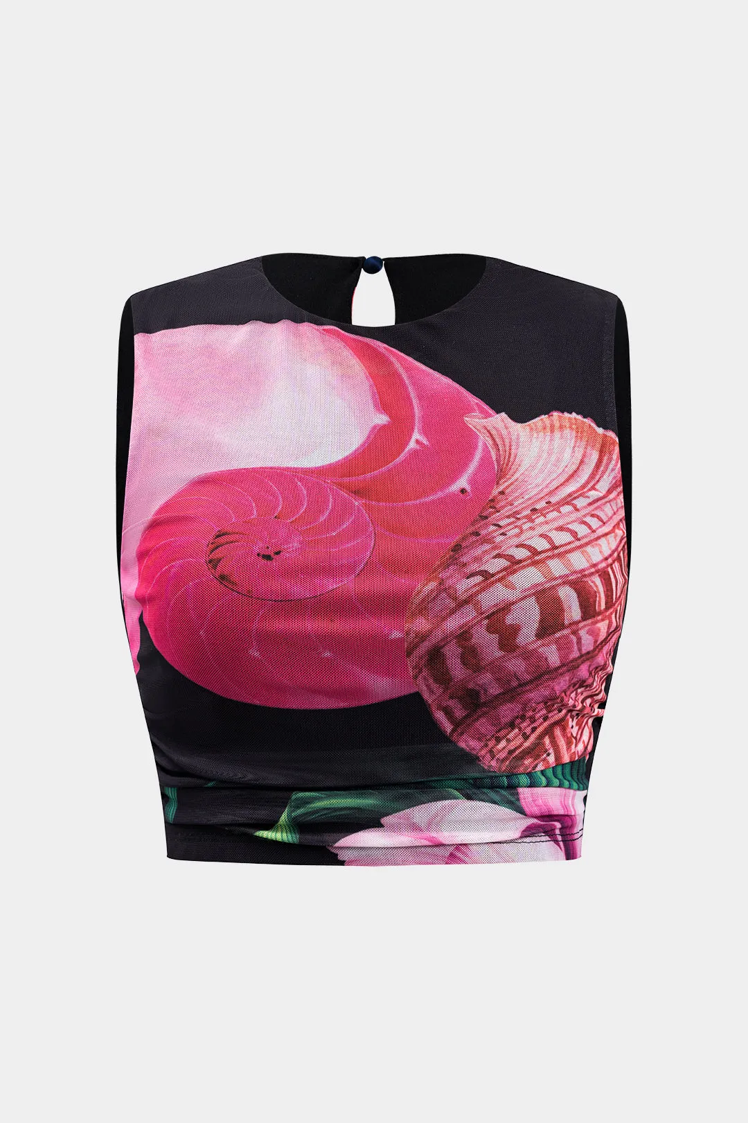 Blomsterprint Mesh Bead Cut Out Top and Ruched Slit nederdel sæt sold by Micas product image thumbnail 2