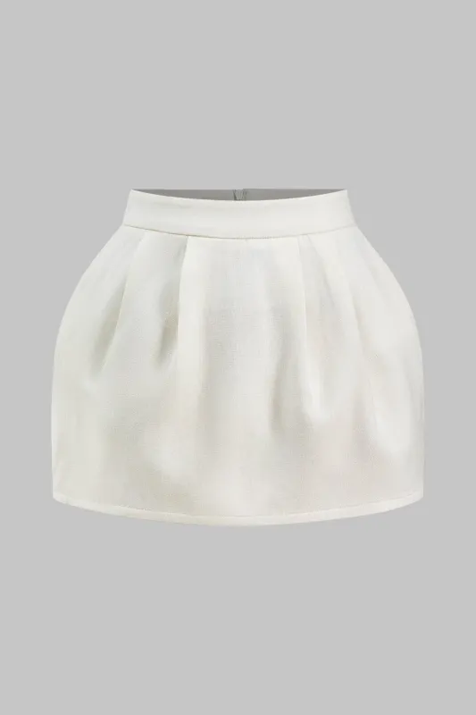 Linned ruched lynlås nederdel sold by Micas