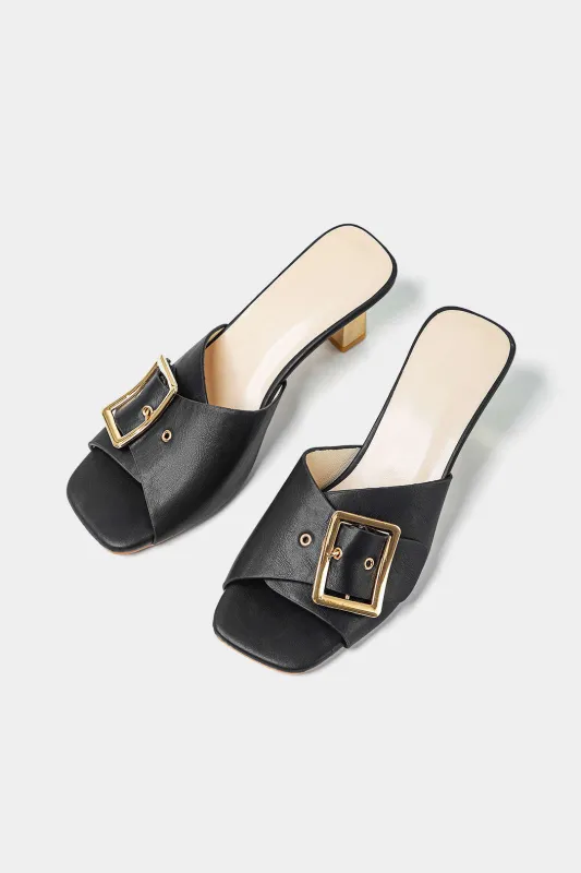 Metallisk faux læder spænde åbne tå sandaler sold by Micas
