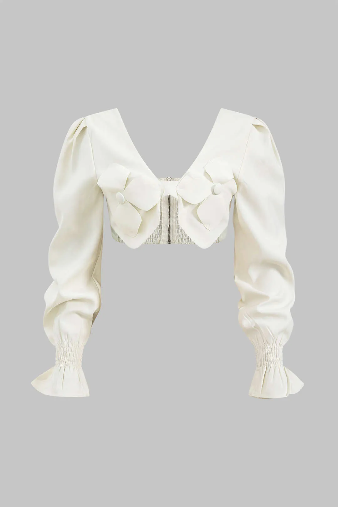 3d blomsterlynlås langærmet top og falske lommebrede benbukser sæt sold by Micas product image thumbnail 3