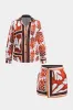 Plus størrelse bohemsk trykknap langærmet skjorte og knap shorts sæt sold by Micas