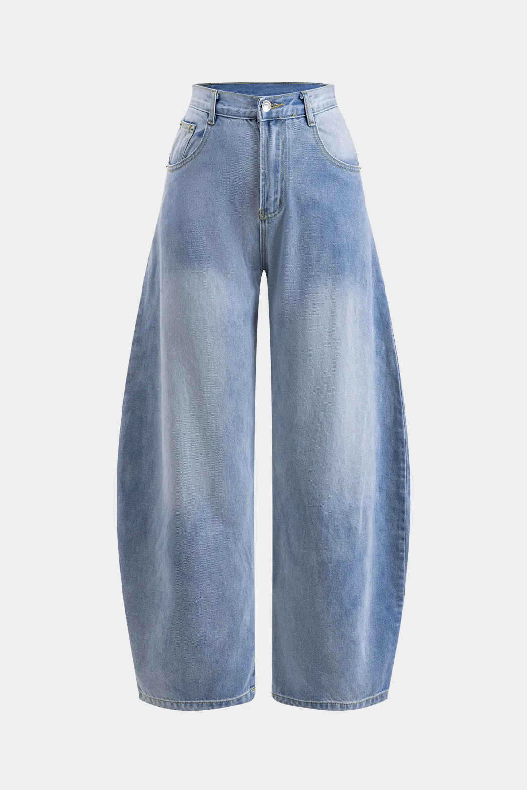 Denim knaplomme tønde jeans sold by Micas