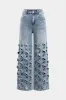 Rippet udskåret knaplomme brede ben jeans sold by Micas