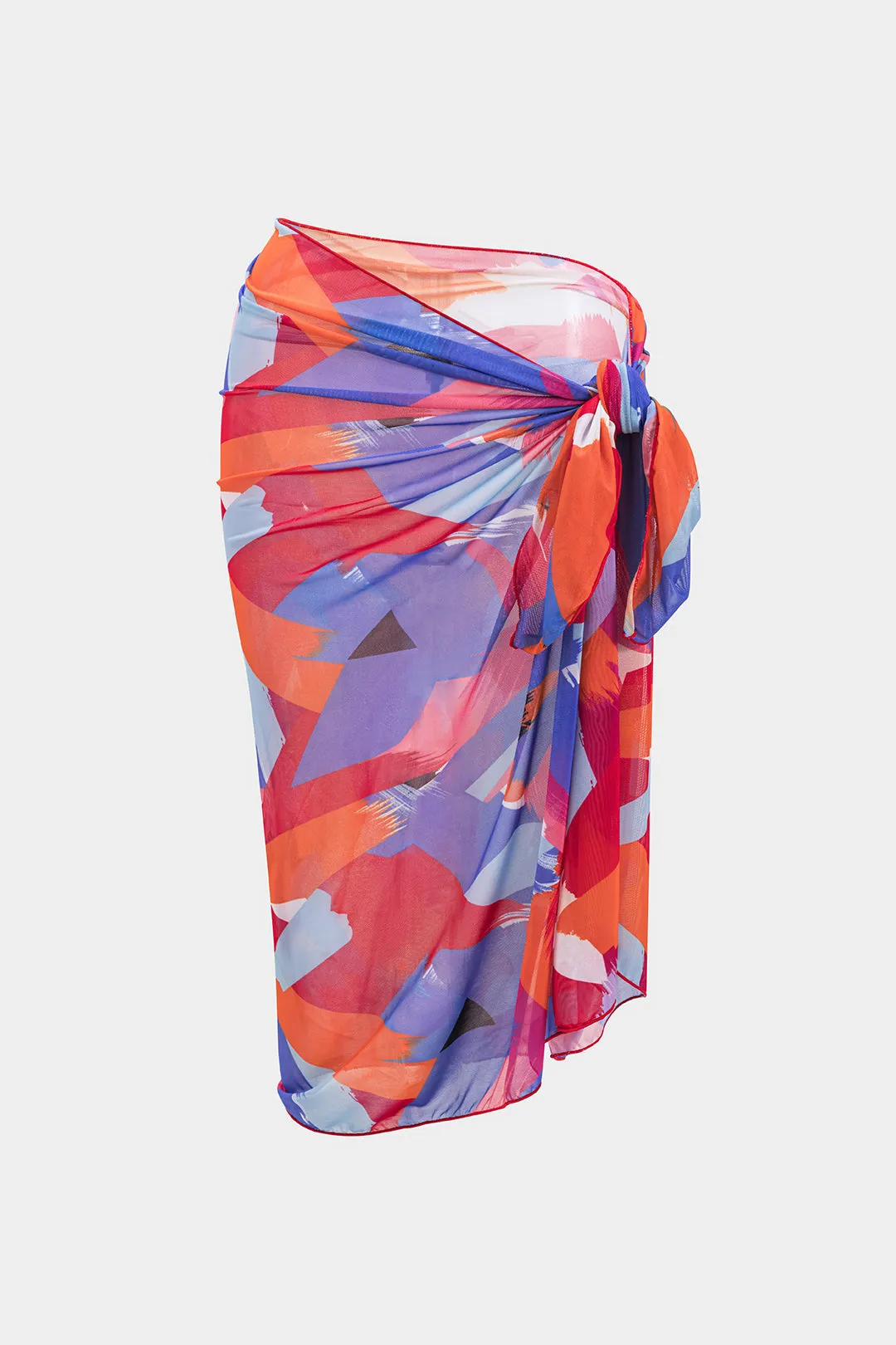 Kontrast Mesh Ruched Tie-Up Bikini og Tie Knot Cover Up Set sold by Micas product image thumbnail 5