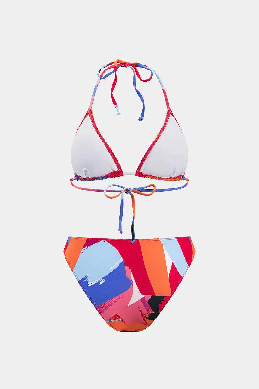 Kontrast Mesh Ruched Tie-Up Bikini og Tie Knot Cover Up Set sold by Micas product image thumbnail 3