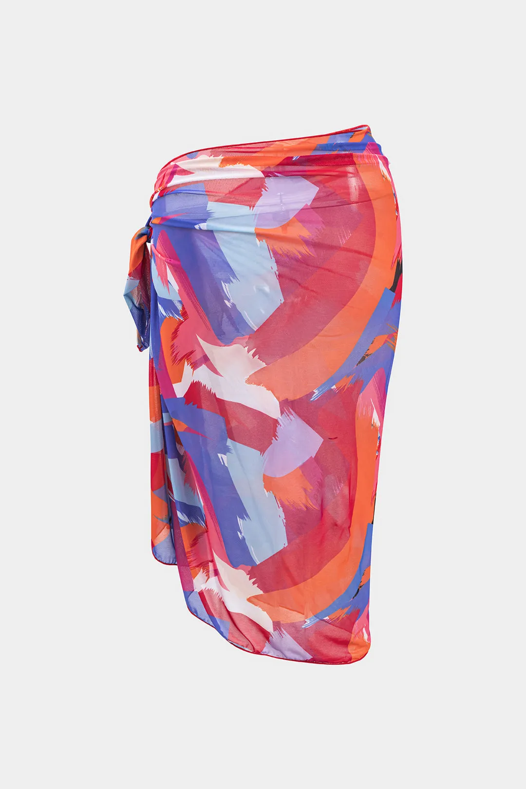 Kontrast Mesh Ruched Tie-Up Bikini og Tie Knot Cover Up Set sold by Micas product image thumbnail 4