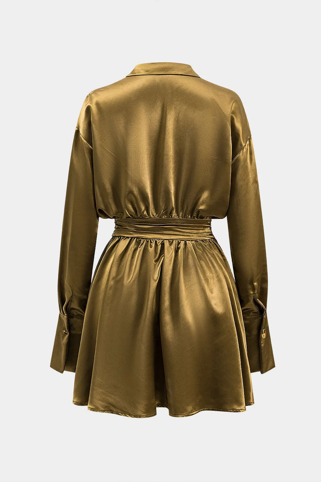 Satin ruched langærmet mini kjole sold by Micas product image thumbnail 2