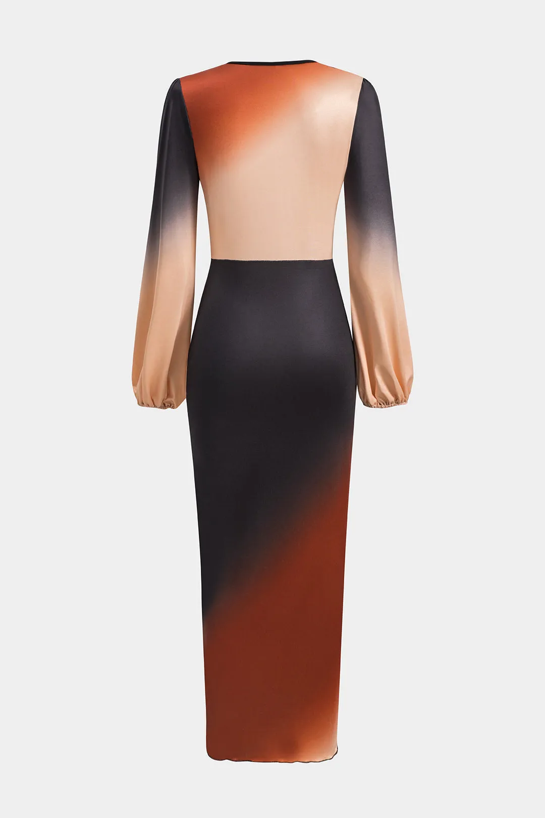 Ombre print ruched krydsede langærmet maxi kjole sold by Micas product image thumbnail 2