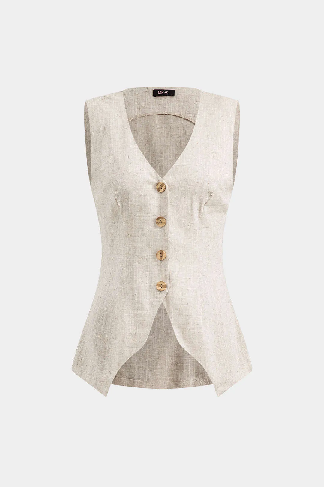 Linned Ruched Button Top og Zipper Shorts sæt sold by Micas product image thumbnail 3