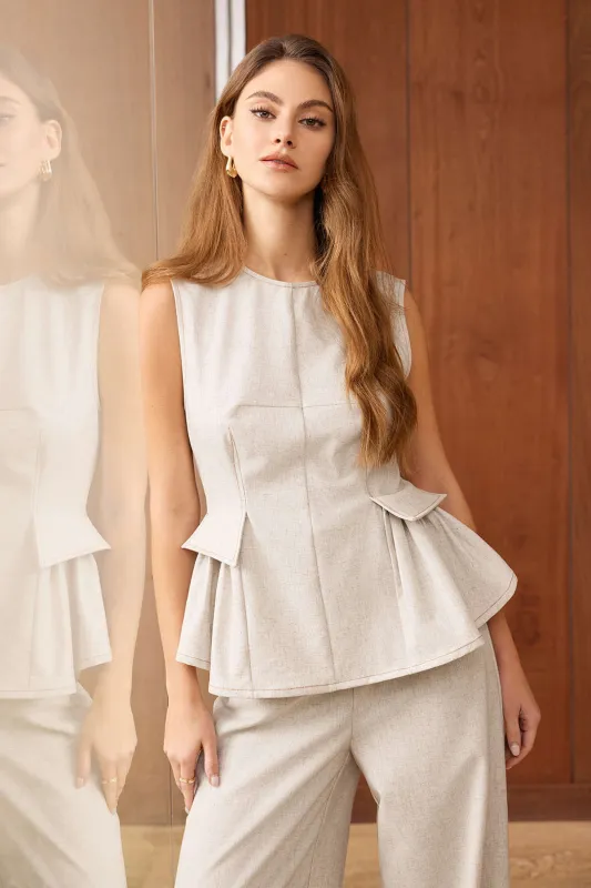 Linned ruched falske lomme tank top sold by Micas