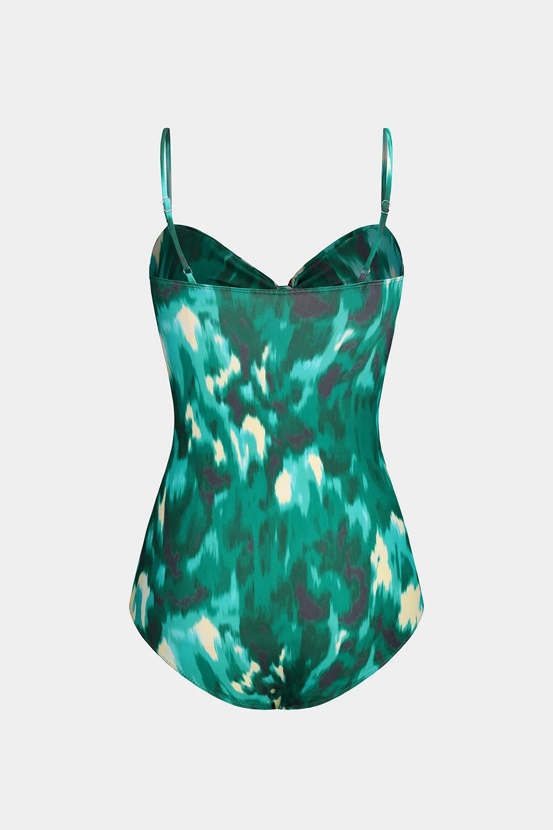 Abstract Print Metallic Decor Ruched Crossed Twist Knot Cut Out Tummy Control I Swimmsuit sold by Micas product image thumbnail 2