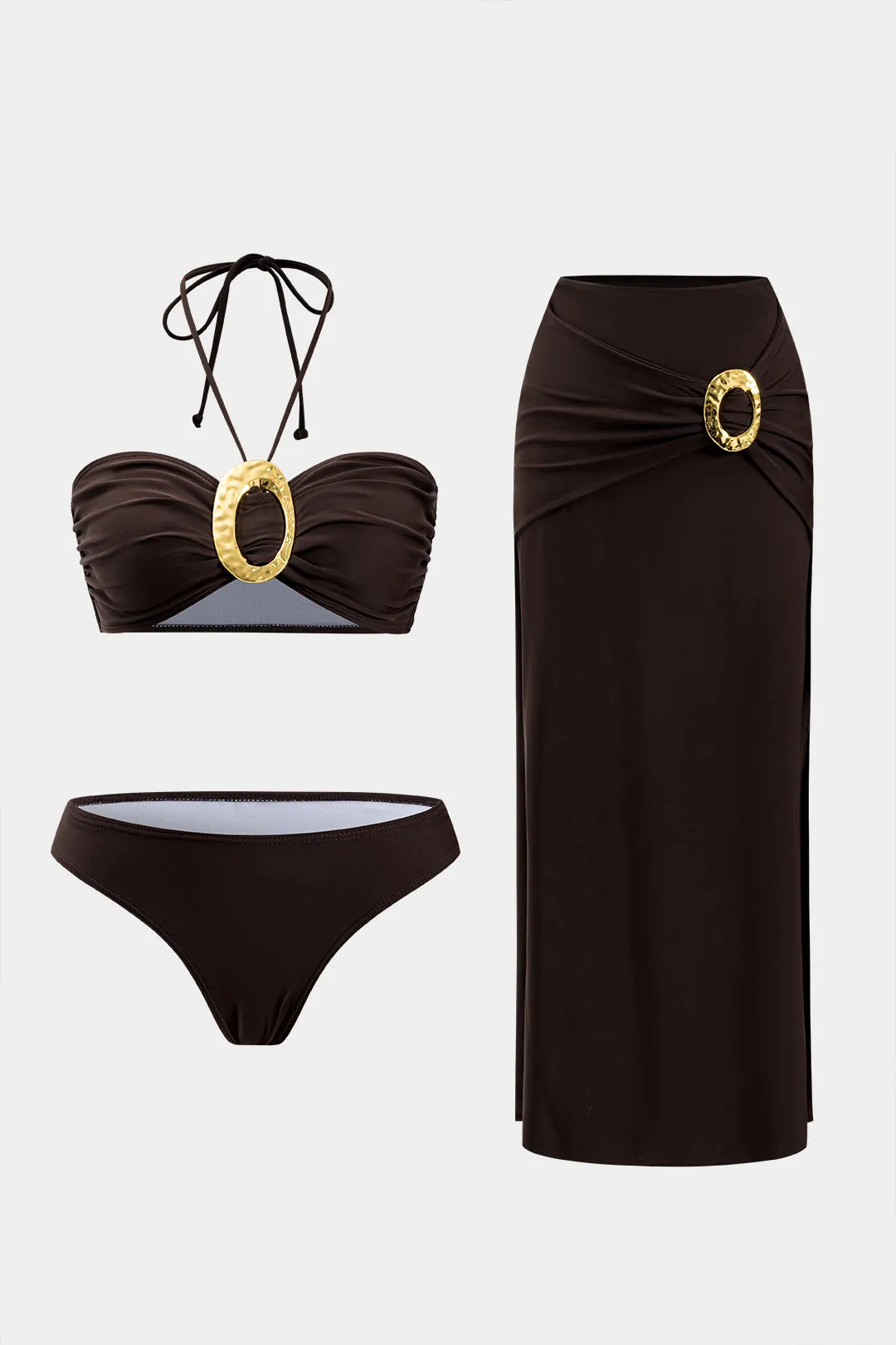 Metallisk ruched bind bikini og dækker sæt sold by Micas