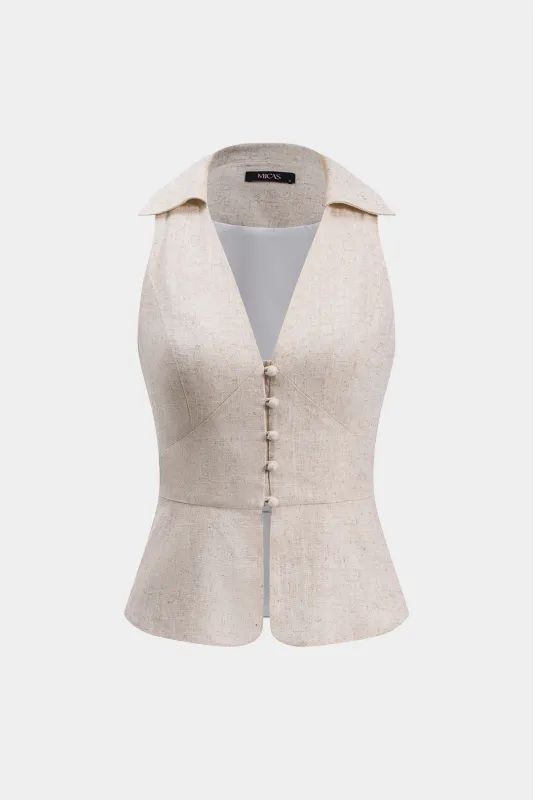 Linned knap tank top sold by Micas