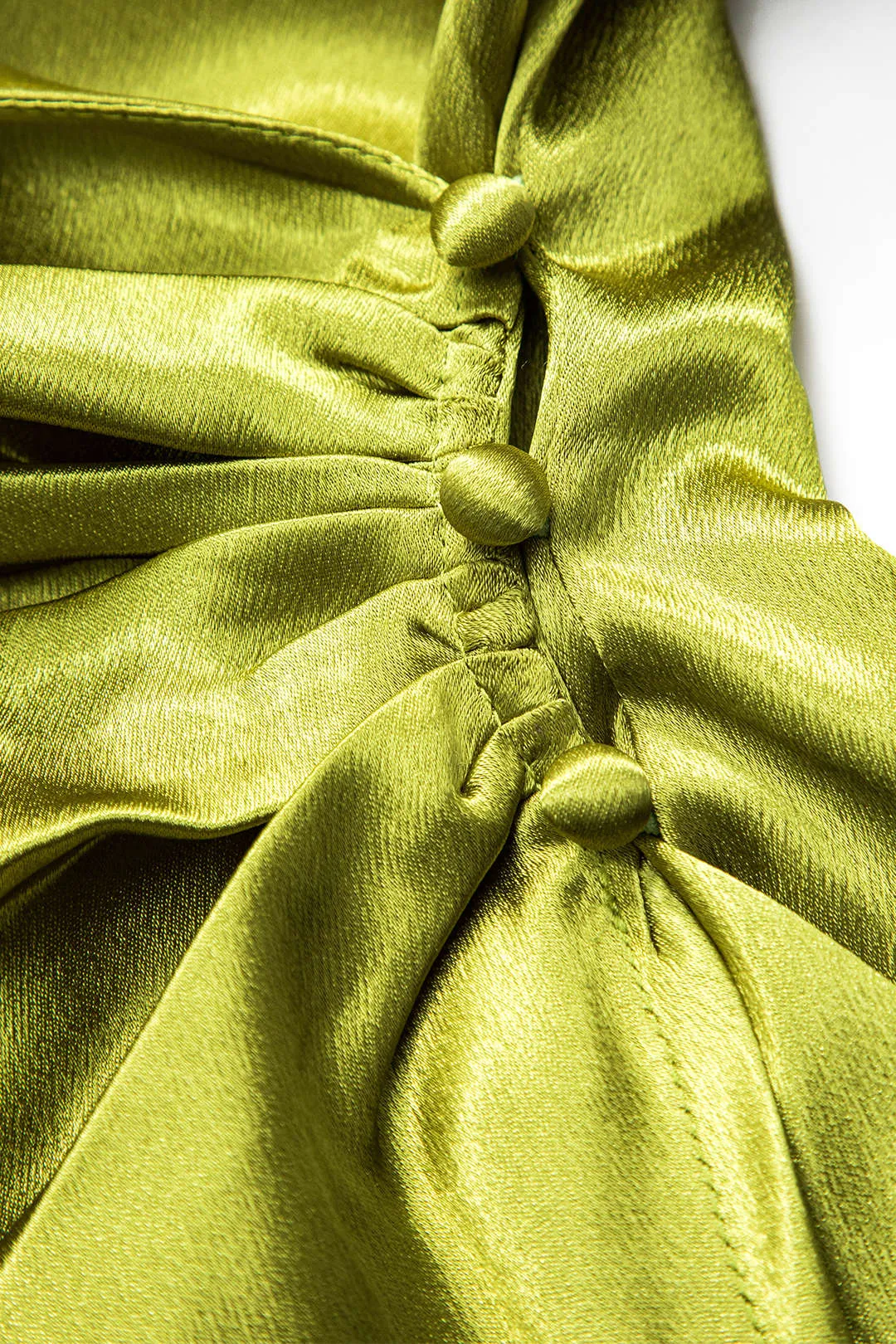 Satin asymmetrisk ruched knap langærmet shirt sold by Micas product image thumbnail 3