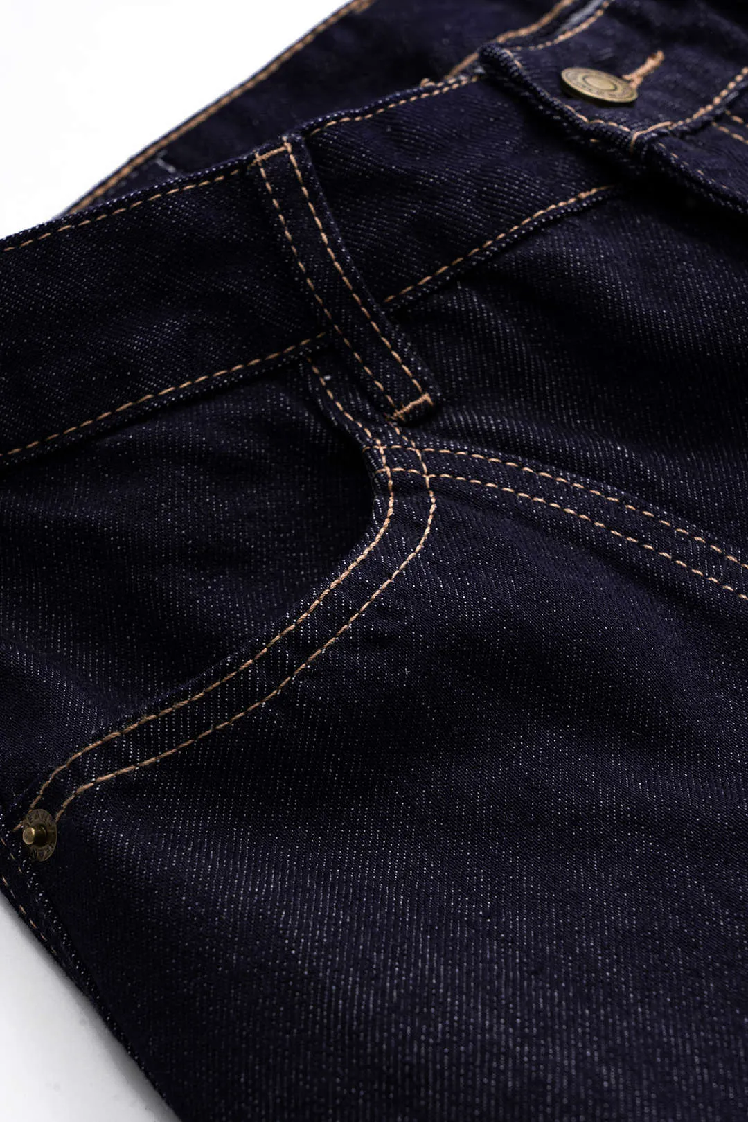 Denim patchwork knap lomme brede ben jeans sold by Micas product image thumbnail 3