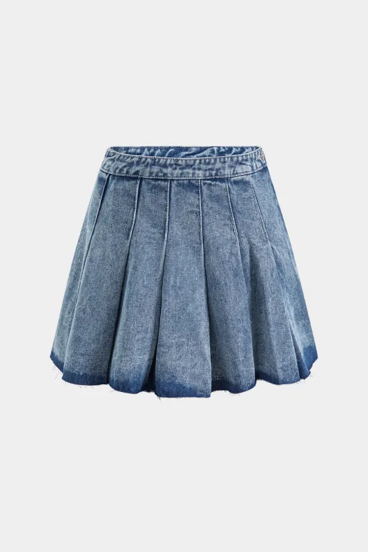 Denim plisseret mini nederdel sold by Micas