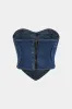 Denim patchwork lynlås tube top sold by Micas