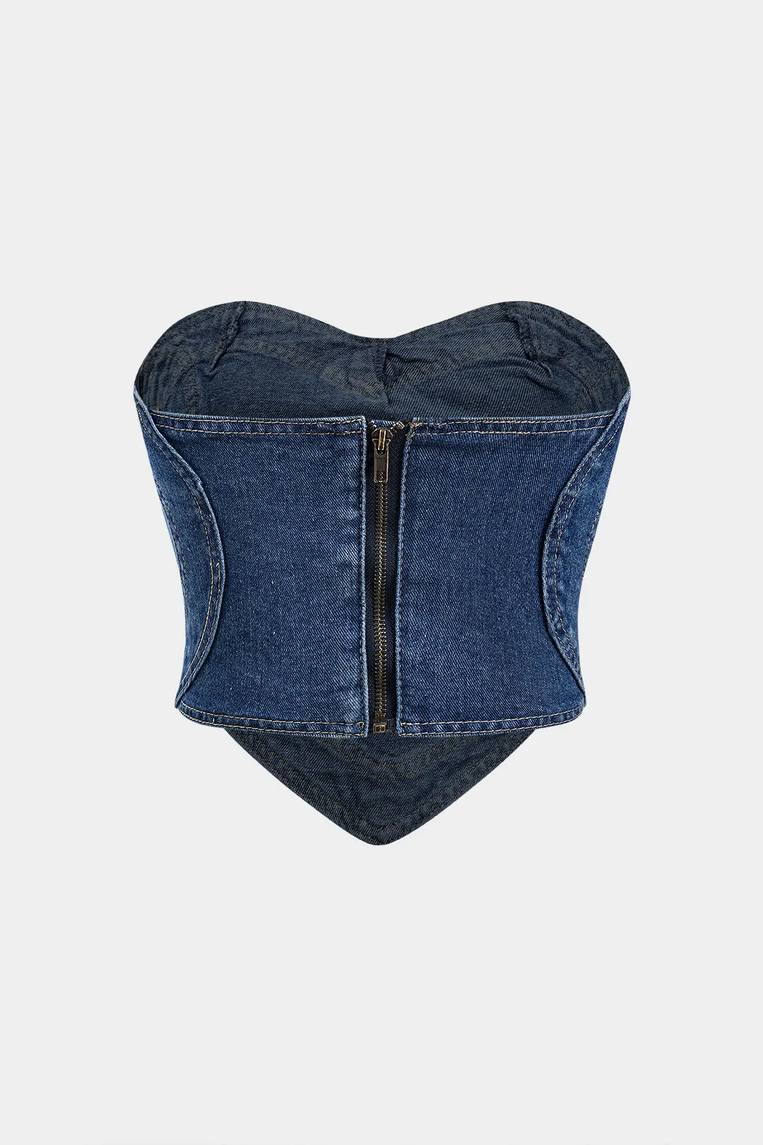 Denim patchwork lynlås tube top sold by Micas product image thumbnail 2