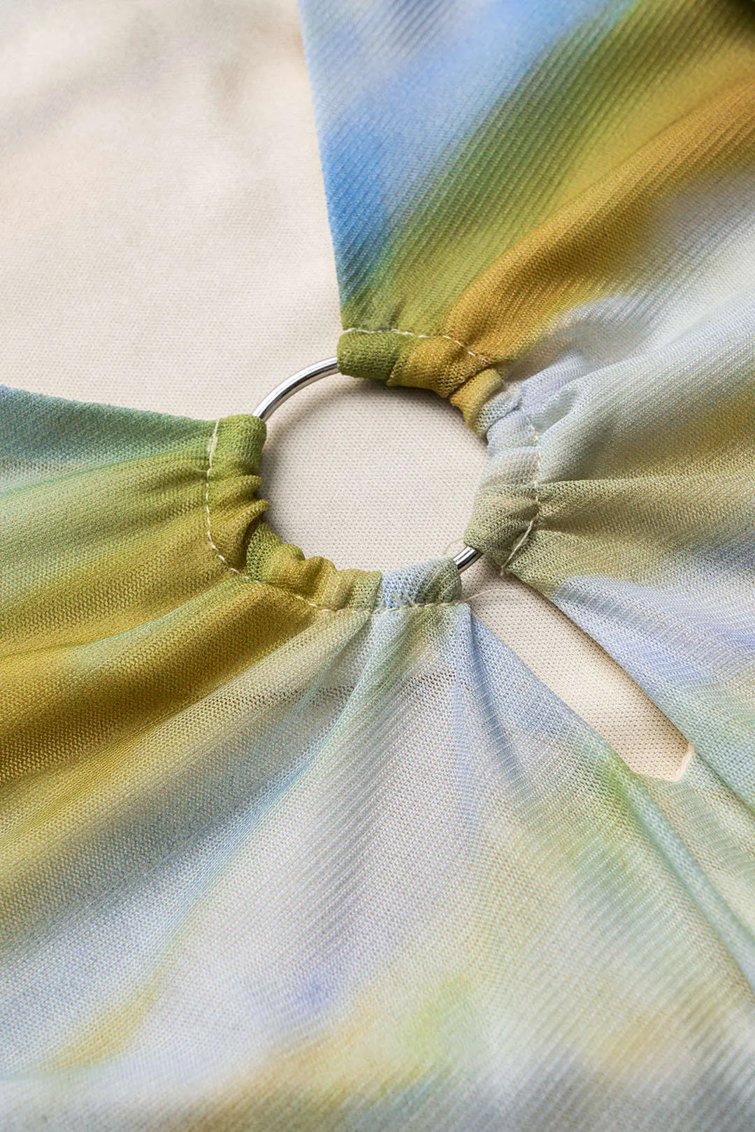 Abstract Print Mesh Ruched Cut Out Langærmet mini -kjole sold by Micas product image thumbnail 3