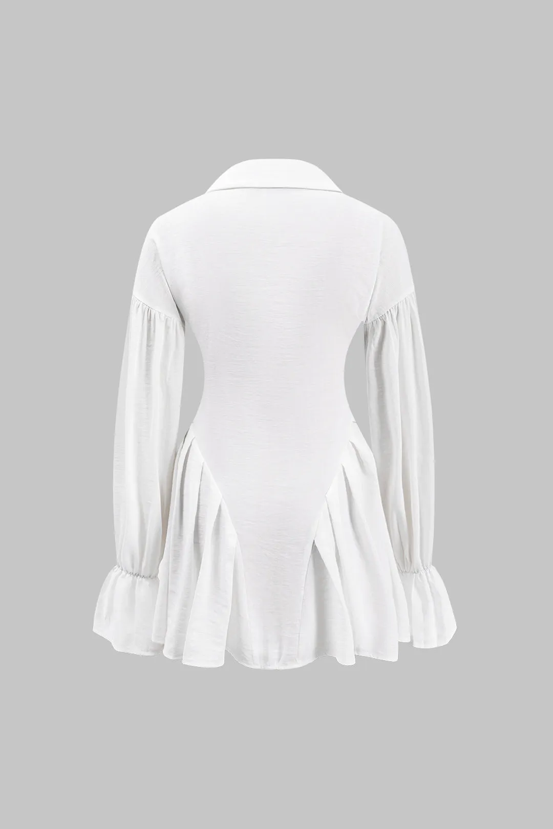 Ruched Button Bell Sleeve Mini Dress sold by Micas product image thumbnail 2