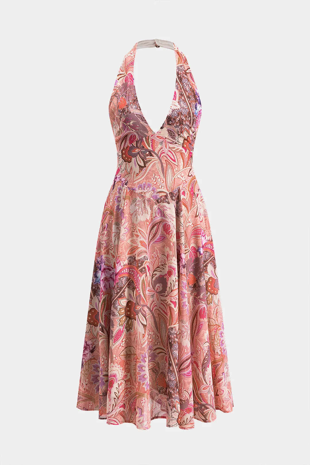 Retro Print Rackless Zipper Midi Dress sold by Micas