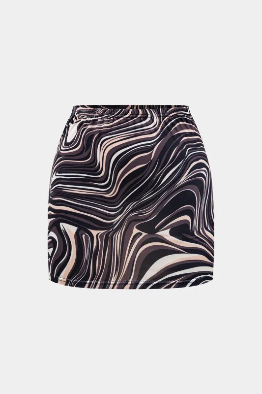 Stripe Print Ruched Mini Nederdel sold by Micas