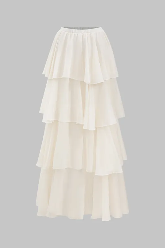 Chiffon Ruffle plisseret nederdel sold by Micas