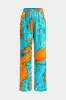 Tie farvestof satin -knap langærmet skjorte og ruched brede benbukser sæt sold by Micas