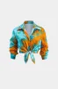 Tie farvestof satin -knap langærmet skjorte og ruched brede benbukser sæt sold by Micas