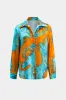 Tie farvestof satin -knap langærmet skjorte og ruched brede benbukser sæt sold by Micas