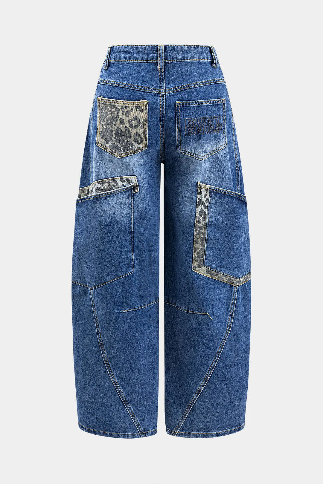 Brev broderi denim knap lomme brede ben jeans sold by Micas product image thumbnail 2