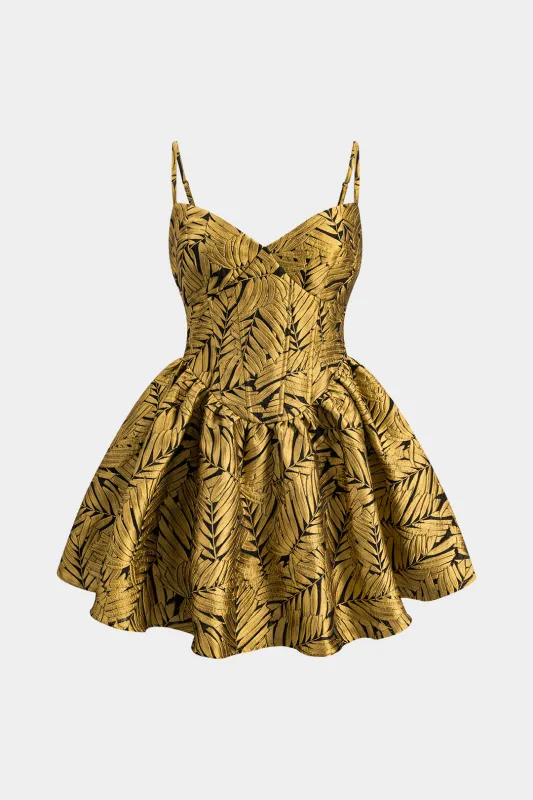 Jacquard Ruched lynlås bustier korset slip mini kjole sold by Micas