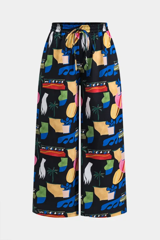 Plus størrelse tropiske hawaiianske trykte brede benbukser sold by Micas