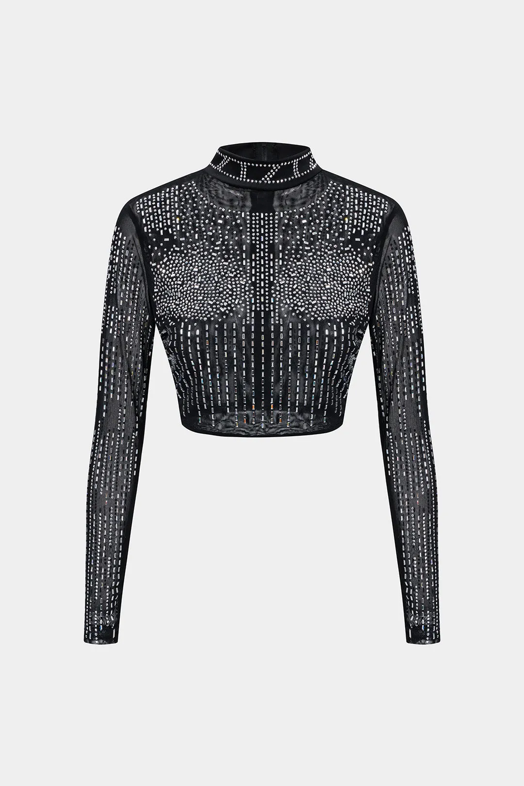 Mesh rhinestone lynlås langærmet top og frynse nederdel sæt sold by Micas product image thumbnail 2