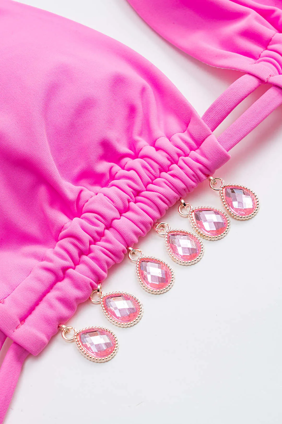 Rhinestone Ruched Tie Up Bikini Set sold by Micas product image thumbnail 3