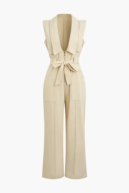 Lynlås slips foran lomme ærmeløs jumpsuit sold by Micas