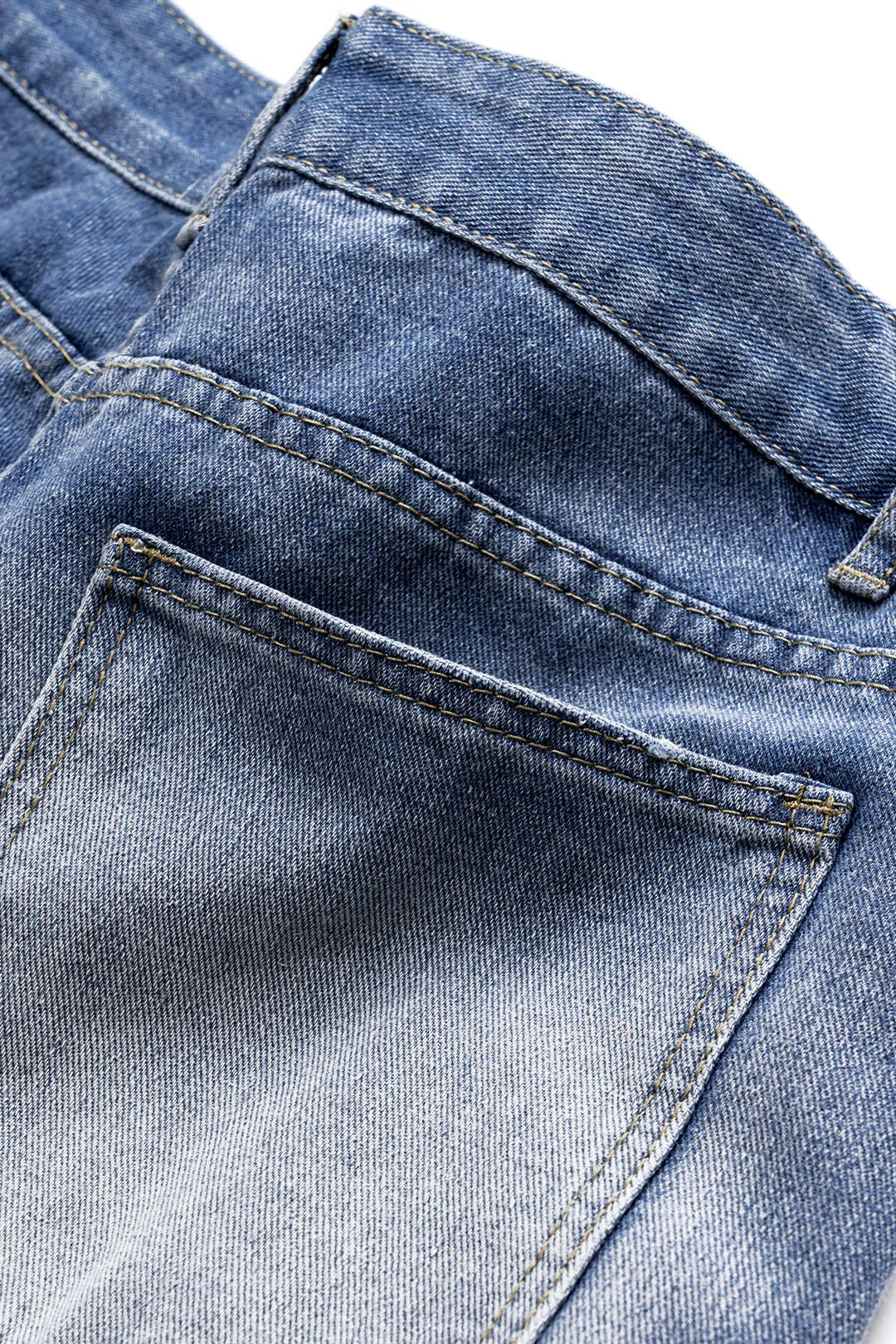 Denim Faded Distressed Button Pocket Wide Leg Jeans sold by Micas product image thumbnail 5