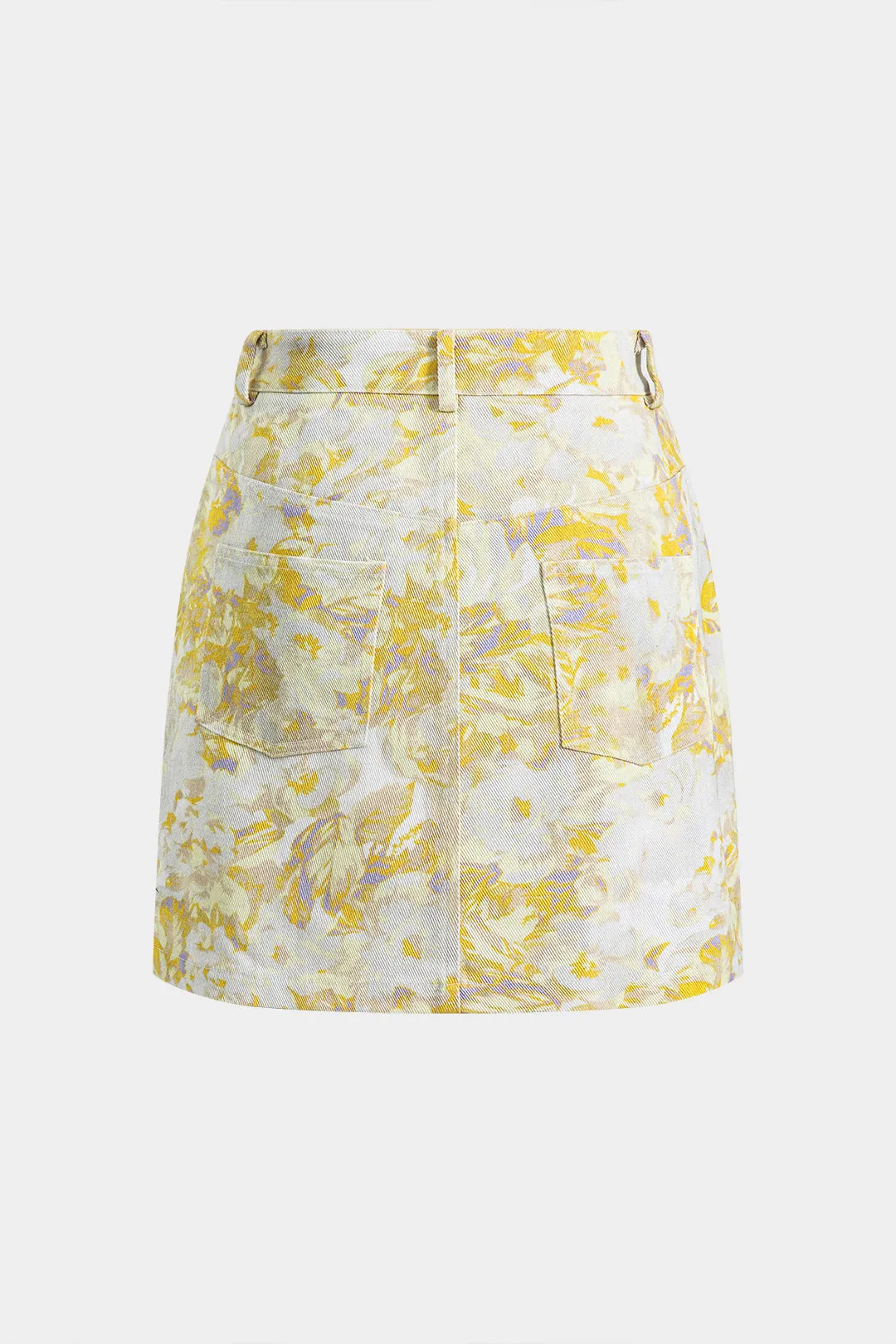 Abstract Print Denim Button Pocket Slit Skirt sold by Micas product image thumbnail 2